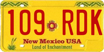 NM license plate 109RDK