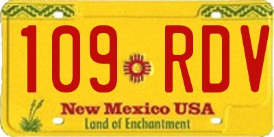 NM license plate 109RDV