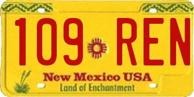NM license plate 109REN