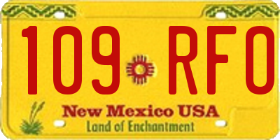 NM license plate 109RFO