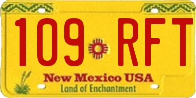 NM license plate 109RFT