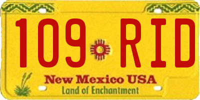 NM license plate 109RID