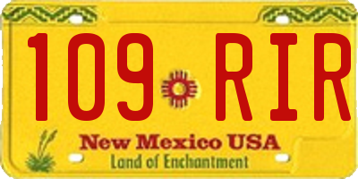NM license plate 109RIR