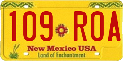 NM license plate 109ROA