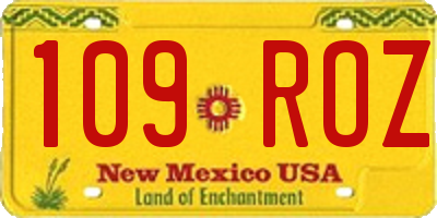 NM license plate 109ROZ