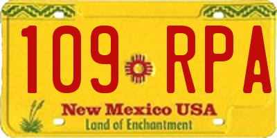 NM license plate 109RPA