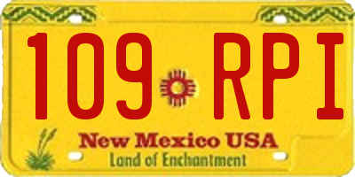 NM license plate 109RPI
