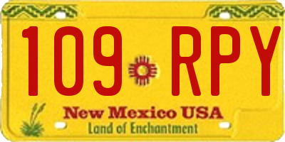 NM license plate 109RPY