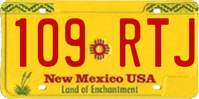 NM license plate 109RTJ