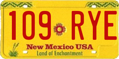 NM license plate 109RYE
