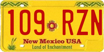 NM license plate 109RZN