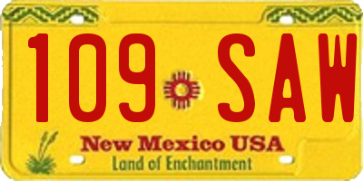 NM license plate 109SAW