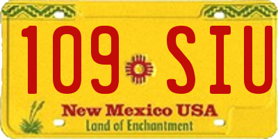 NM license plate 109SIU