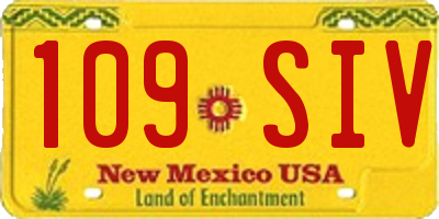 NM license plate 109SIV