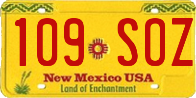 NM license plate 109SOZ