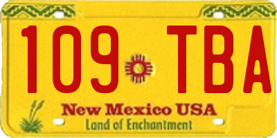 NM license plate 109TBA
