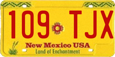 NM license plate 109TJX