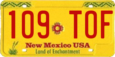NM license plate 109TOF