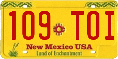 NM license plate 109TOI