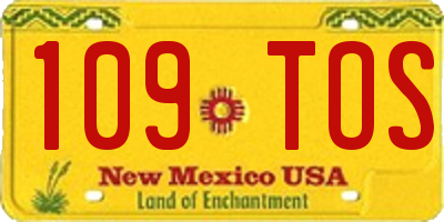 NM license plate 109TOS