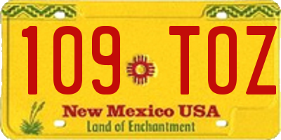 NM license plate 109TOZ