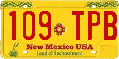 NM license plate 109TPB