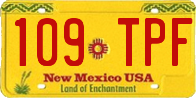 NM license plate 109TPF