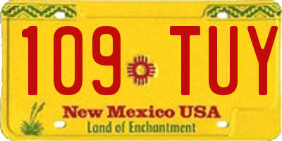 NM license plate 109TUY