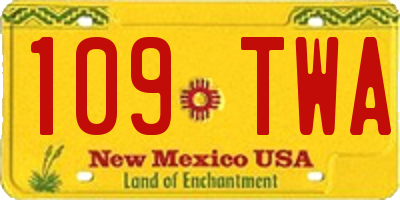 NM license plate 109TWA
