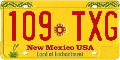 NM license plate 109TXG