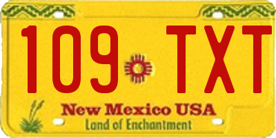 NM license plate 109TXT