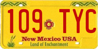 NM license plate 109TYC