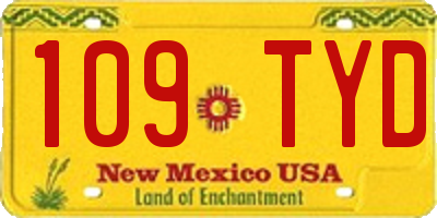 NM license plate 109TYD