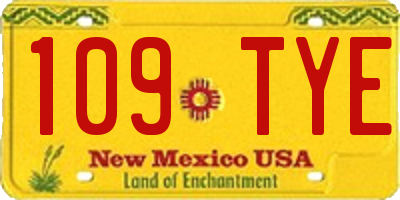 NM license plate 109TYE
