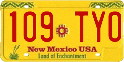 NM license plate 109TYO