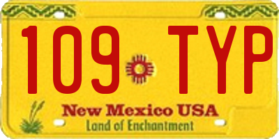 NM license plate 109TYP