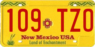 NM license plate 109TZO