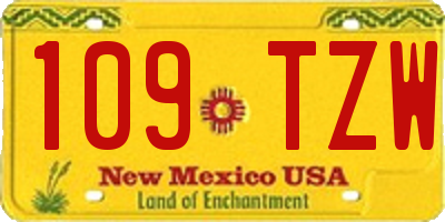 NM license plate 109TZW