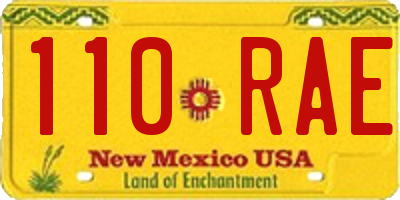 NM license plate 110RAE