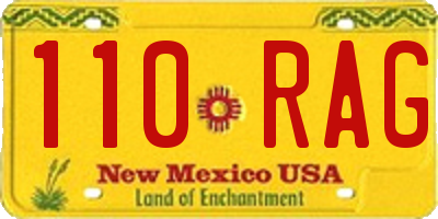 NM license plate 110RAG