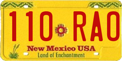 NM license plate 110RAO