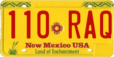 NM license plate 110RAQ