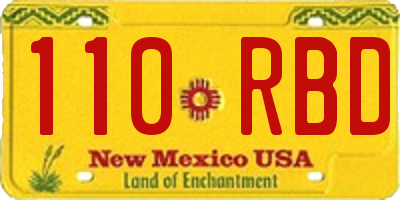 NM license plate 110RBD