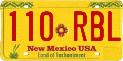 NM license plate 110RBL