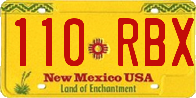 NM license plate 110RBX
