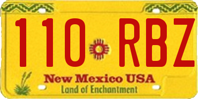 NM license plate 110RBZ