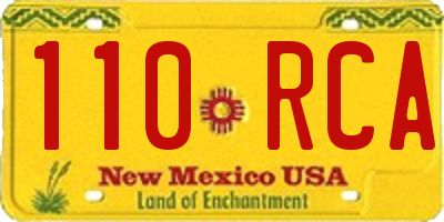 NM license plate 110RCA