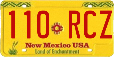 NM license plate 110RCZ