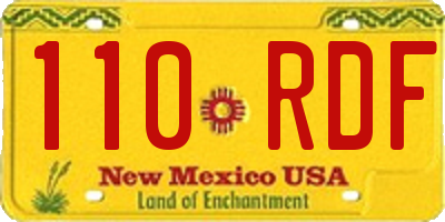 NM license plate 110RDF
