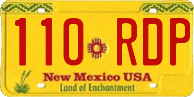 NM license plate 110RDP